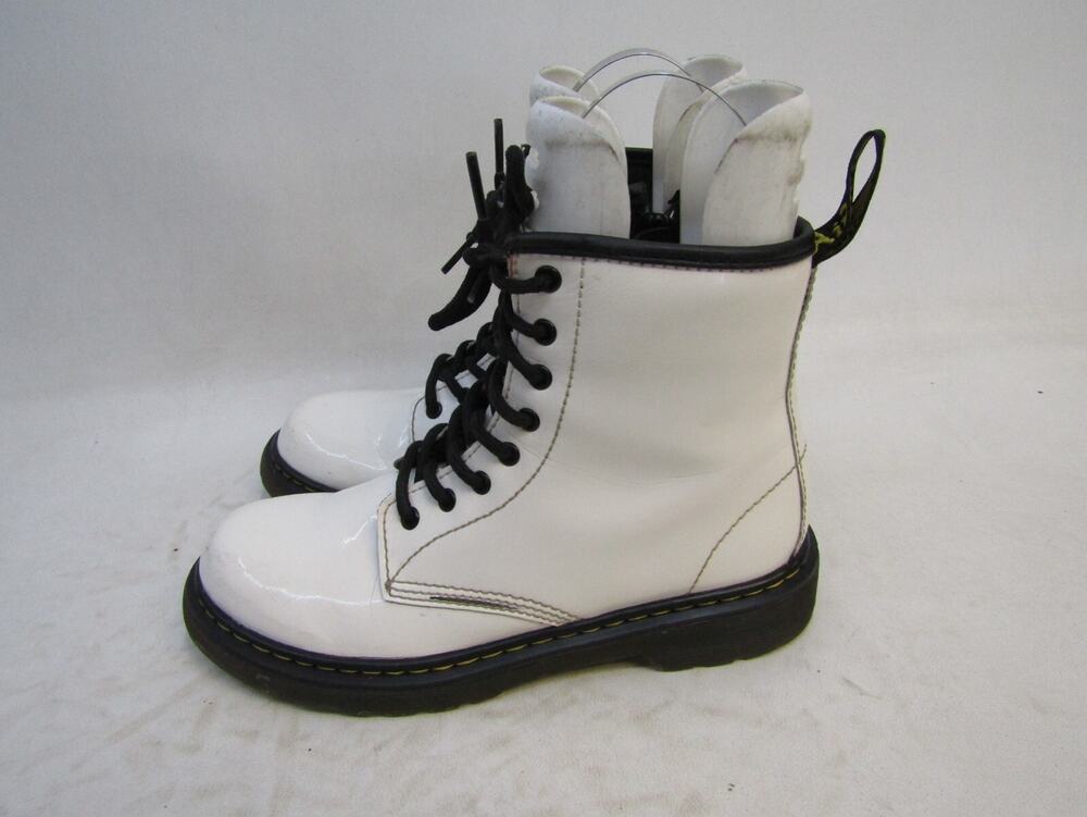 Dr. Martens Youth Size 3 White Leather Laces 8 Eye Ankle Boots